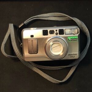 Fujifilm Zoom Date 135V Silver Camera with Gray Strap